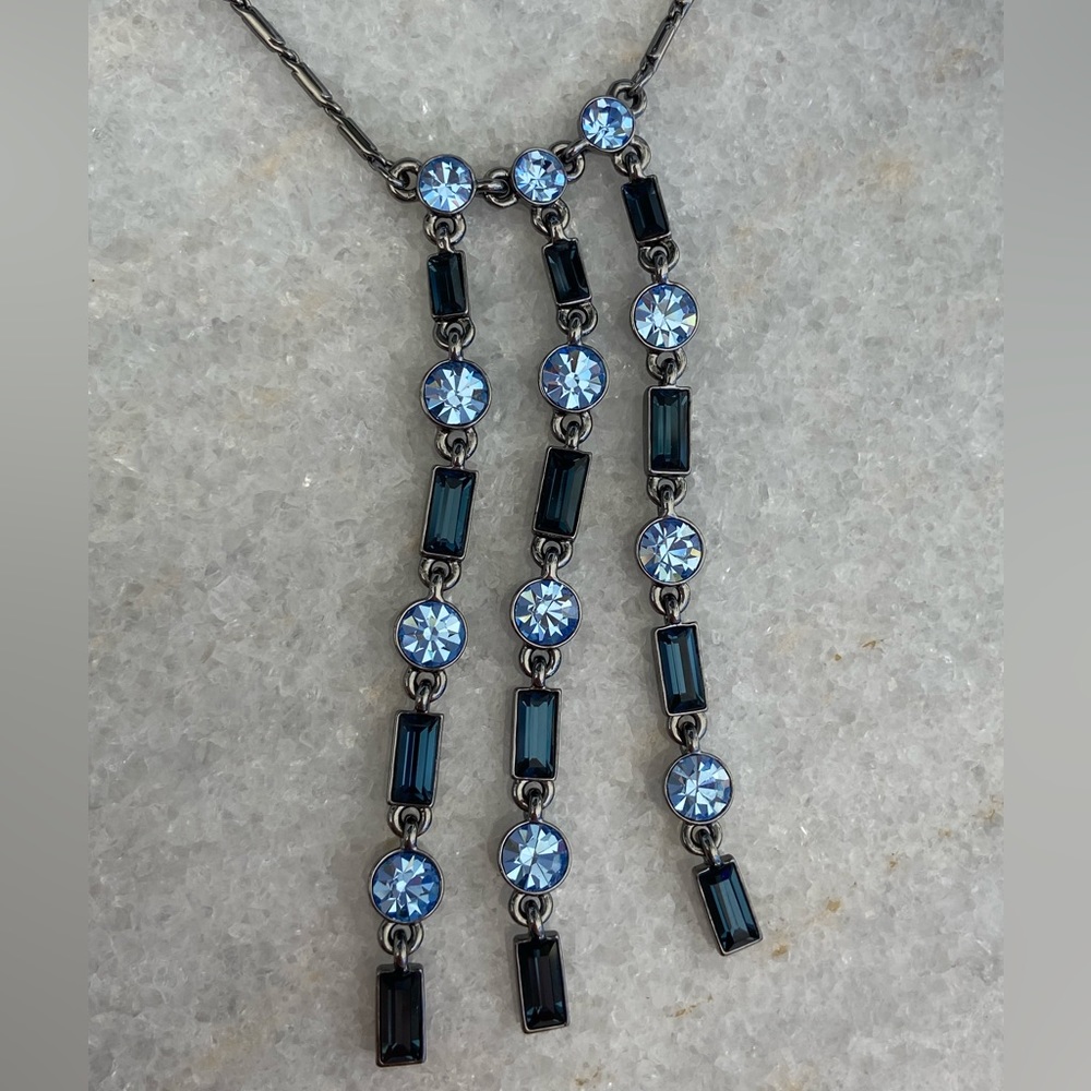 Givenchy gunmetal necklace with blue Swarovski, plus earrings - Picture 6 of 15